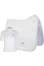 2022 Woof Wear Dressage Saddle Cloth & Womens Short Sleeve Performance Riding Shirt Bundle WA0006/2 - White
